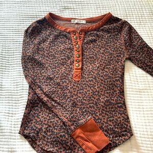 Free People leopard print long sleeve tee